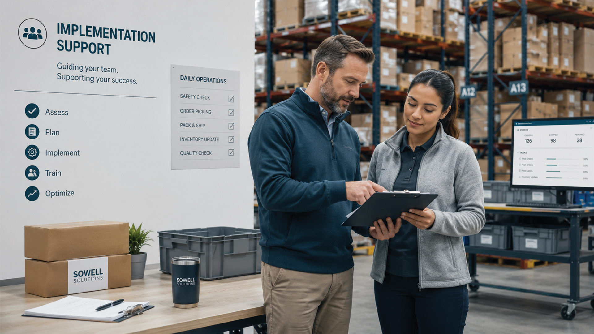 Implementation support in a warehouse setting